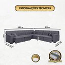 Ver imagem 6 de Sofá Magno 3.97x3.32m de Canto, Retrátil e Reclinável - Chumbo