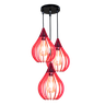 Luminária Teto Lustre pendente balcão cozinha sala trio:Vermelho - 2