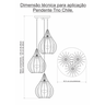 Luminária Teto Lustre pendente balcão cozinha sala trio:Vermelho - 4