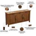Ver imagem 4 de Balcão Buffet para Sala de Jantar Rústico 145cm com Cerâmica Maram W02 Imbuia - Lyam Decor