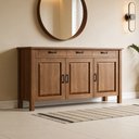 Ver imagem 1 de Balcão Buffet para Sala de Jantar Rústico 145cm com Cerâmica Maram W02 Imbuia - Lyam Decor