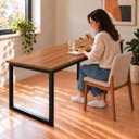 Ver imagem 4 de Mesa de Jantar Reforçada Industrial 160x60cm Tampo Marrom Pés Preto