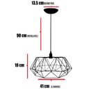 Ver imagem 2 de Pendente Aramado Estádio Grande Cabo 2M Luminária Lustre Teto Moderno Retrô Vintage Dourado Agp Ilum