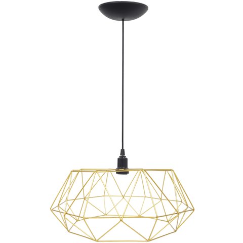Pendente Aramado Estádio Grande Cabo 2M Luminária Lustre Teto Moderno Retrô Vintage Dourado Agp Ilum