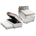 Ver imagem 1 de Cama Box Baú c/Auxiliar Solteiro: Colchão Molas Anjos Superlastic King Best + Base CRC Courano