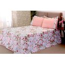 Ver imagem 1 de Kit Colcha Cobre Leito 3 Peças Casal Queen Size Estampado Enxoval Rose
