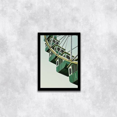 Quadro Fotografia Roda Gigante 24x18cm - com vidro:Madeira preta