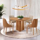 Ver imagem 1 de Sala de Jantar Mesa Selene 135cm Madeira Tampo Laminado com 4 Cadeiras Esmeralda