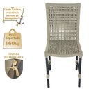 Ver imagem 4 de Mesa Ascoli 100 Cm com 4 Cadeiras Cannes de Alumínio, Pintura Preta e Trama Tela de Corda Náutica