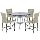 Ver imagem 1 de Mesa Ascoli 100 Cm com 4 Cadeiras Cannes de Alumínio, Pintura Preta e Trama Tela de Corda Náutica