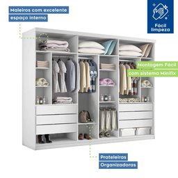 Closet Casal sem Portas 6 Gavetas Itália Minastex Branco - 4