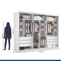 Closet Casal sem Portas 6 Gavetas Itália Minastex Branco - 2