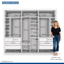 Closet Casal sem Portas 6 Gavetas Itália Minastex Branco - 5