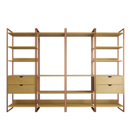 Quatro Módulos para Closet Industrial Ferro Cobre Tampo Canela - 1