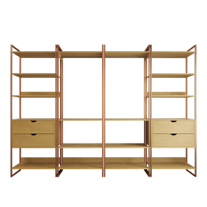 Quatro Módulos para Closet Industrial Ferro Cobre Tampo Canela