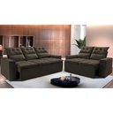 Ver imagem 1 de Conjunto de Sofá 3 e 2 Lugares Retrátil e Reclinável 2.00x1.50m Cama Inbox Smal Suede Café