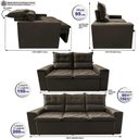 Ver imagem 2 de Conjunto de Sofá 3 e 2 Lugares Retrátil e Reclinável 2.00x1.50m Cama Inbox Smal Suede Café