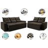 Conjunto de Sofá 3 e 2 Lugares Retrátil e Reclinável 2.00x1.50m Cama Inbox Smal Suede Café - 3