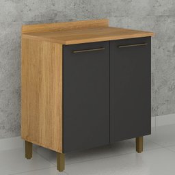 Balcão para Cozinha 2 Portas Tarantela Valdemóveis:Cinamomo/Grafite - 2