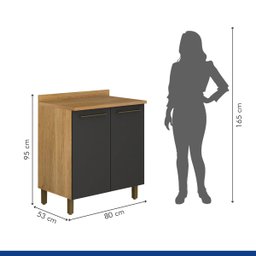 Balcão para Cozinha 2 Portas Tarantela Valdemóveis:Cinamomo/Grafite - 6