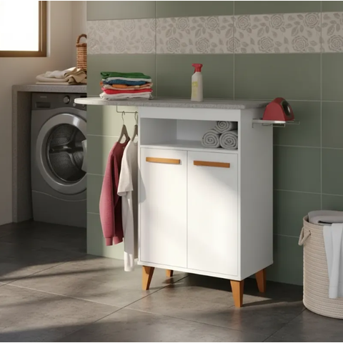 Tábua de Passar Horizon com Organizador + Suporte para Roupas:branco
