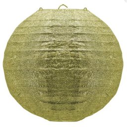 Jogo Luminária Oriental Gliter Dourada Natal 20 e 30cm - 2