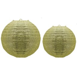 Jogo Luminária Oriental Gliter Dourada Natal 20 e 30cm - 1