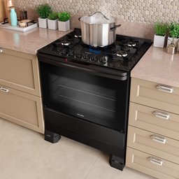 Fogão Mueller Mfv5bf 5 Bocas com Tripla Chama e Acendimento Automático Preto - 1