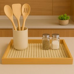 Bandeja Decorativa Madeira com Palha 36,80cm Nipo Center - 2