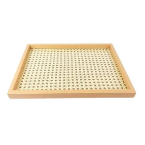 Bandeja Decorativa Madeira com Palha 36,80cm Nipo Center