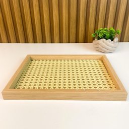 Bandeja Decorativa Madeira com Palha 36,80cm Nipo Center - 3