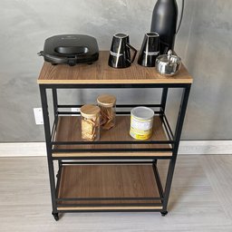 Fruteira de Chão Cozinha Ferro Mdf com Rodinhas - 4