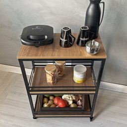 Fruteira de Chão Cozinha Ferro Mdf com Rodinhas - 2