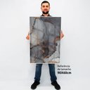 Ver imagem 2 de Quadro Decorativo Caixa Alta com Vidro Abstrato Mármore Elegance Black Gray TaColado Moldura Branca 