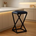 Ver imagem 1 de Banqueta Z 80 Cm Banco Cozinha Corino Bistrô Ferro Balcão:azul Marinho