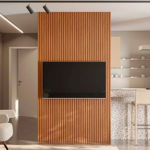 Painel Ripado Decorativo Sala Quarto 141x250cm Prime Plus L06 Nature Fosco - Mpozenato