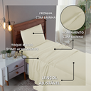 Ver imagem 5 de Kit Roupa Cama Solteiro 100% Algodão 3 Peças Percal 300 Fios Hotel Pousada:palha