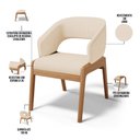 Ver imagem 3 de Kit 04 Cadeiras de Jantar e Estar Living Estofada Lince L02 Linho Bege Escuro - Lyam Decor