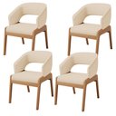 Ver imagem 1 de Kit 04 Cadeiras de Jantar e Estar Living Estofada Lince L02 Linho Bege Escuro - Lyam Decor