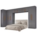 Ver imagem 1 de Guarda Roupas Modulado Closet de Canto Quarto Completo 13 Portas Espaço Cama Queen 1,58m Madrid