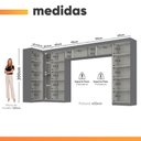 Ver imagem 3 de Guarda Roupas Modulado Closet de Canto Quarto Completo 13 Portas Espaço Cama Queen 1,58m Madrid