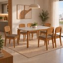 Ver imagem 1 de Conjunto de Mesa de Jantar Dublin 180 Tp MDF Laminado Canto Copo 6 Cadeiras Cleo