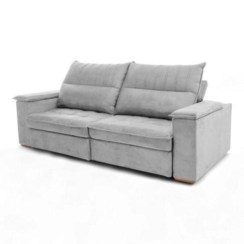 Sofá California 2 Lugares Retrátil e Reclinável 230cm Cinza Veludo Loja Sheep