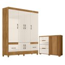 Ver imagem 1 de Guarda Roupa Casal Ms912 e Cômoda Texas Freijó Off White – Moval