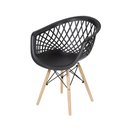 Ver imagem 3 de Kit 2 Cadeiras Web Dsw Ergonômica Apoio de Braço Base Madeira Sala Cozinha Jantar - Lamobilia