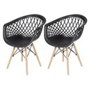 Ver imagem 2 de Kit 2 Cadeiras Web Dsw Ergonômica Apoio de Braço Base Madeira Sala Cozinha Jantar - Lamobilia