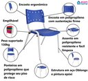 Ver imagem 7 de Cadeira Iso para Escola Escritório Comércio Azul Base Branca Ecomhome