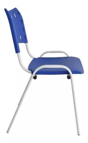 Cadeira Iso Para Escola Escritório Comércio Azul Base Branca - 2