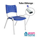 Ver imagem 6 de Cadeira Iso para Escola Escritório Comércio Azul Base Branca Ecomhome