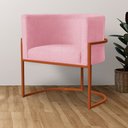 Ver imagem 1 de Poltrona Luana Suede Rosa Base Metálica Cobre - Vallisa Decor